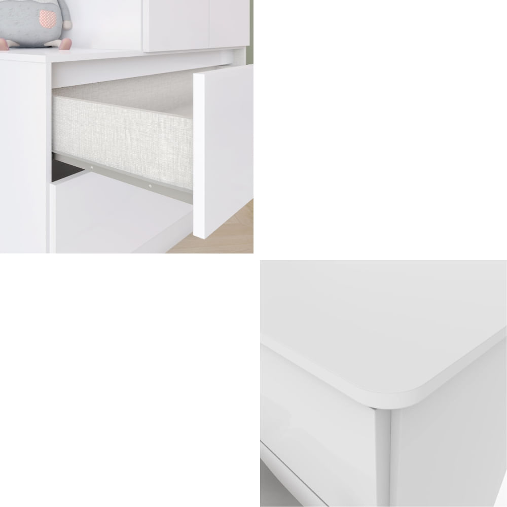 Encontraproduto.com.br - Quarto de Bebê com Guarda Roupa e Cômoda Labirinto Henn
