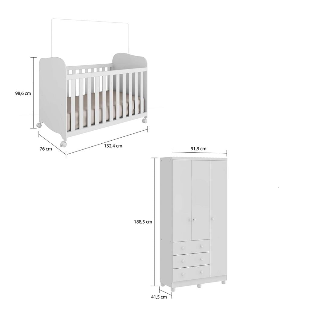 Encontraproduto.com.br - Quarto de Bebê com Berço e Guarda Roupa Uli Junior Móveis Peroba