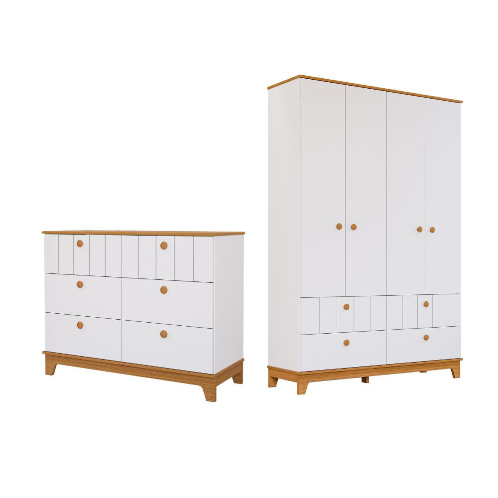 Encontraproduto.com.br - Quarto Infantil com Guarda Roupa e Cômoda MDF Liza Permobili