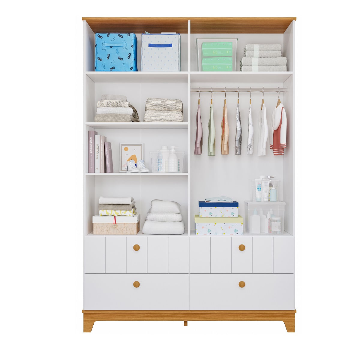 Encontraproduto.com.br - Quarto Infantil com Guarda Roupa e Cômoda MDF Liza Permobili