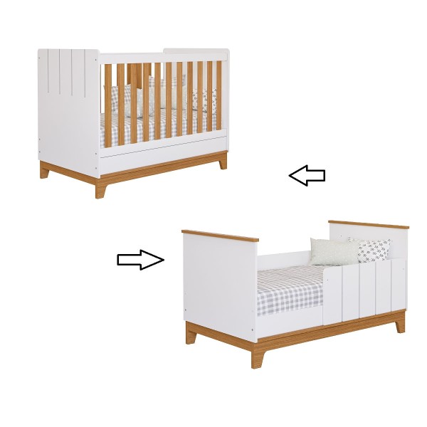 Encontraproduto.com.br - Quarto Bebê Gêmeos 2 Berço Mini Cama  Guarda Roupa Liza e 2 Colchões Gazin Permobili