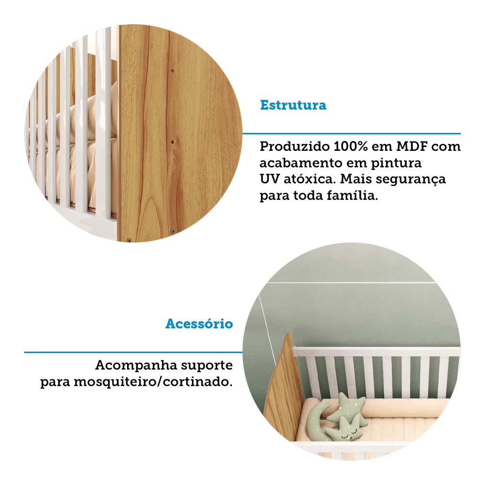 Encontraproduto.com.br - Quarto de Bebê com Cômoda Smin New e Berço Uli MDF Móveis Peroba