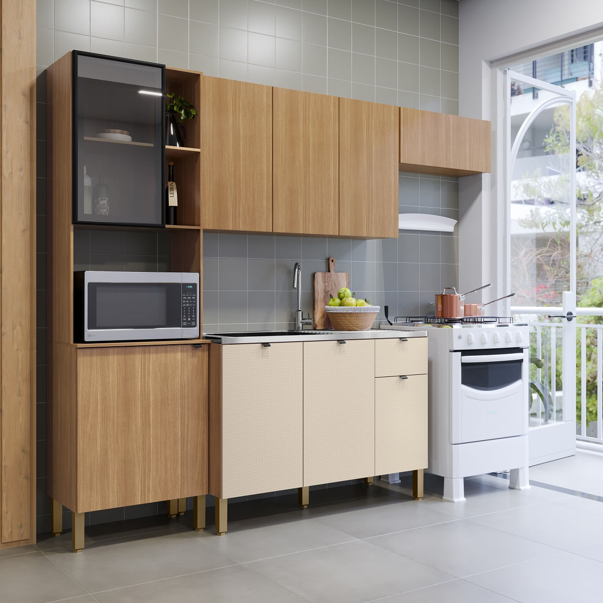 Cozinha Compacta 9 Portas 1 Gaveta sem Tampo Vert Plus Kits Paraná