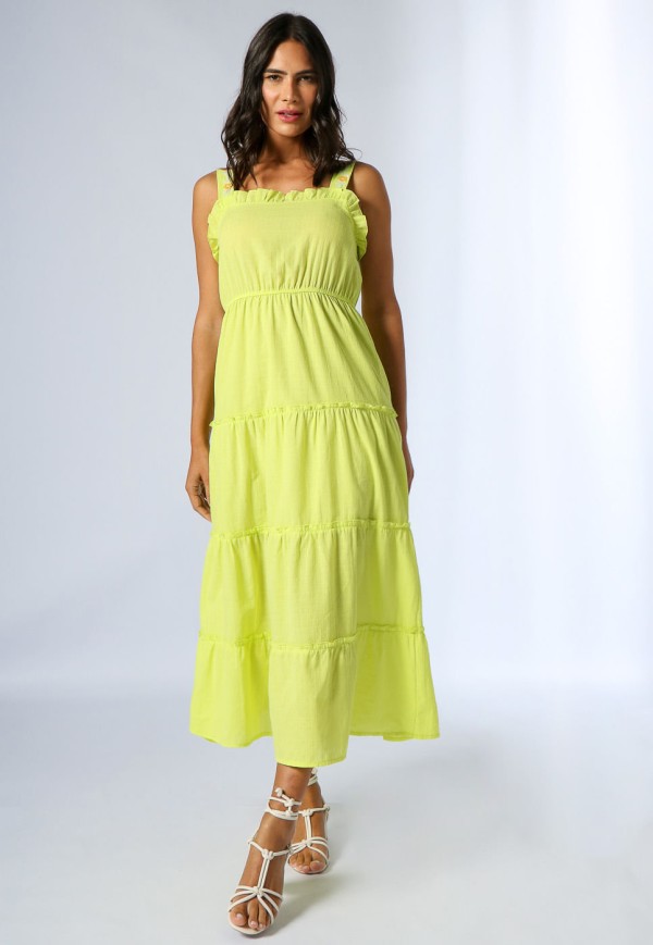 Encontraproduto.com.br - VESTIDO MIDI AMARELO CANÁRIO