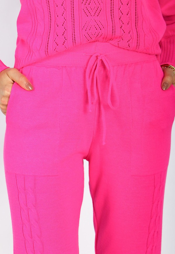 Encontraproduto.com.br - Calça com Amarração no Cós em Tricot Rosa