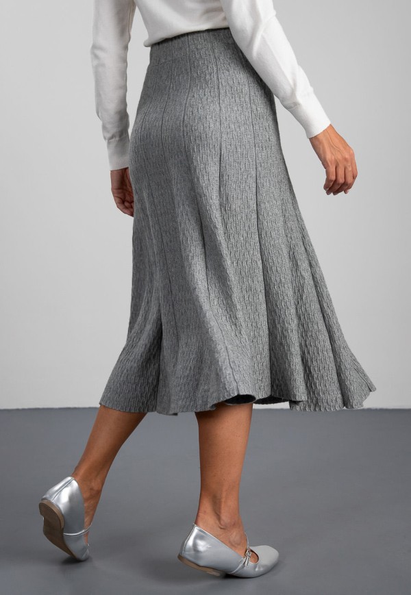 Encontraproduto.com.br - Saia Midi em Tricot Ondas Cinza