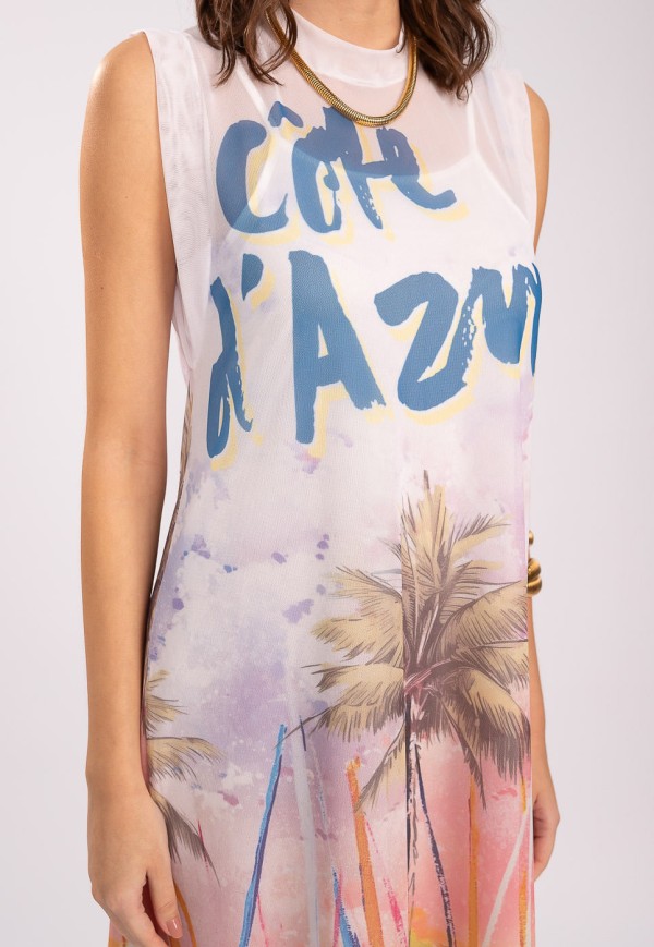 Encontraproduto.com.br - Vestido Midi em Tule Estampado Cote DAzur
