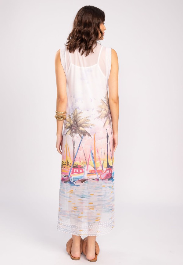 Encontraproduto.com.br - Vestido Midi em Tule Estampado Cote DAzur