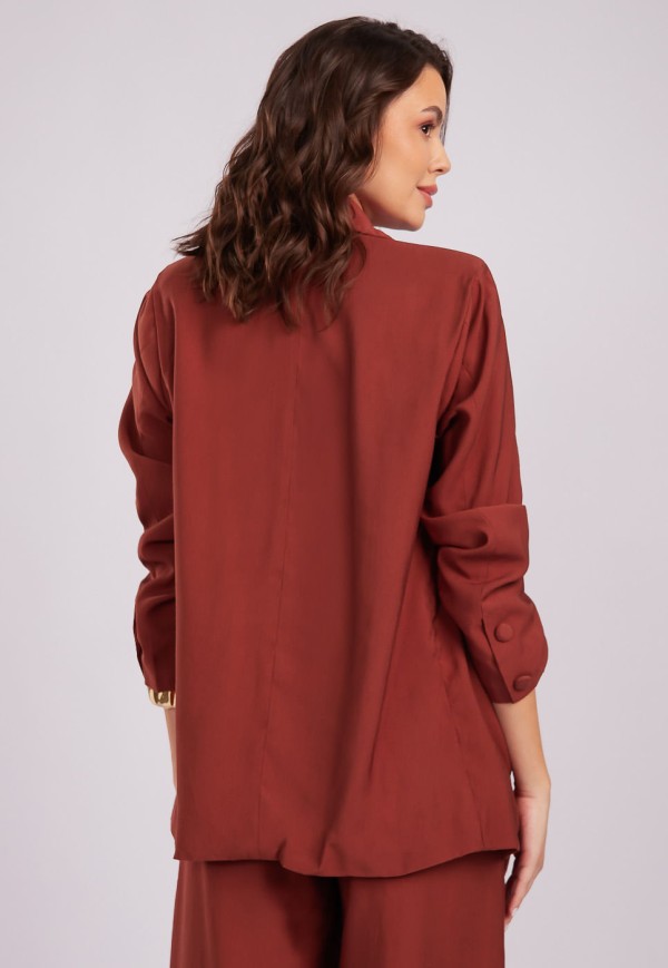 Encontraproduto.com.br - Blazer Alongado Alfaiataria Marrom Argila