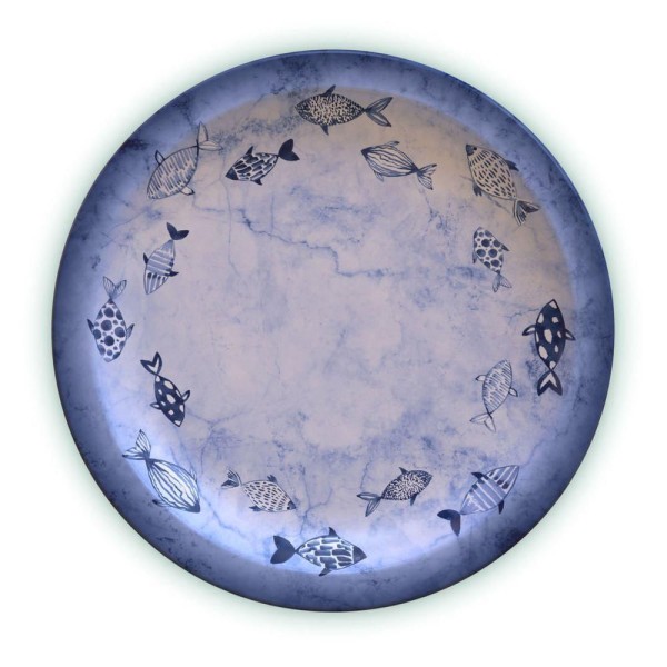 Encontraproduto.com.br - Prato Raso Tramontina Peixes em Porcelana Decorada 28 cm