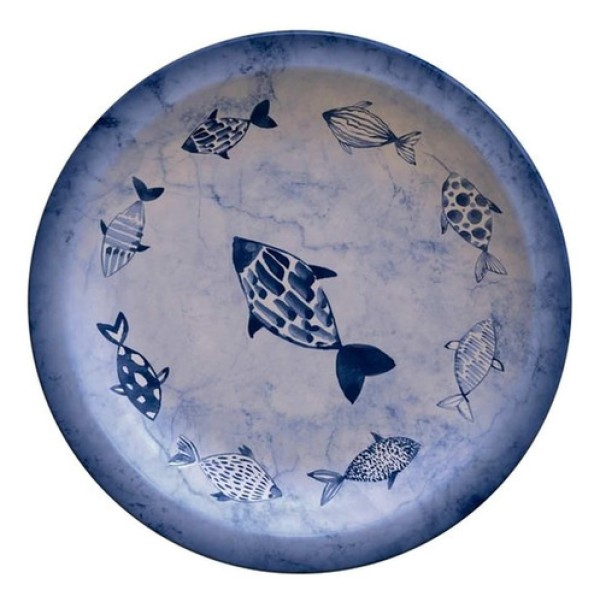 Prato Sobremesa Tramontina Peixes Em Porcelana Decorada 21 Cm Tramontina