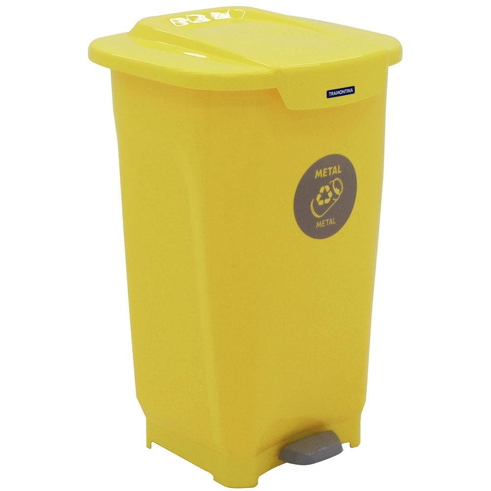Lixeira Tramontina T-Force Coleta Seletiva Metal em Polipropileno Amarelo 50 L