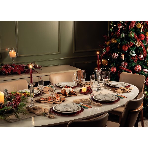 Encontraproduto.com.br - Kit Prato Raso Tramontina Casa Natal em Porcelana Decorada 27 cm com 06 peças