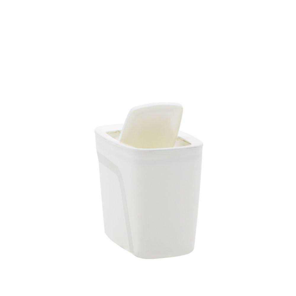 Encontraproduto.com.br - Lixeira Plástica Compact Basculante Branco 6.5l Tramontina