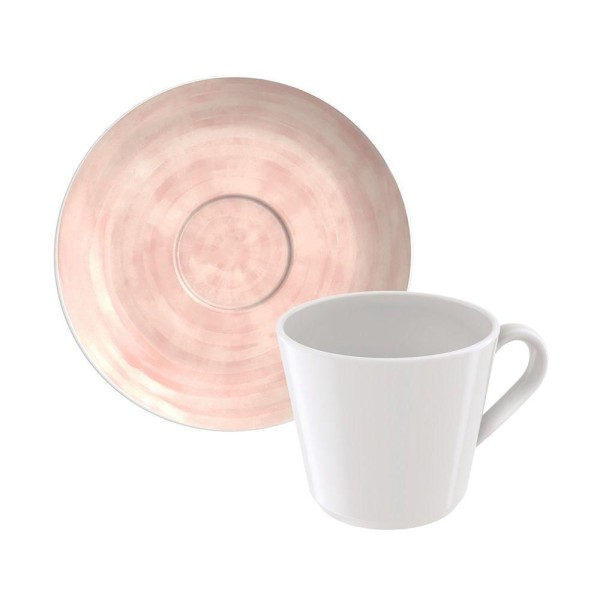Conjunto Xícara E Pires De Chá Tramontina Rosé Em Porcelana Decorada Tramontina