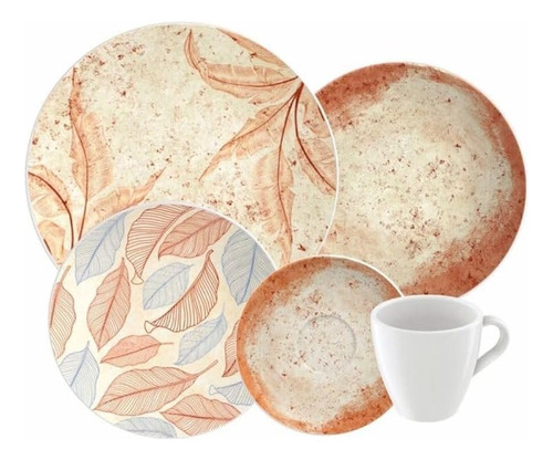 Aparelho de Jantar Tramontina Ana Flor em Porcelana Decorada 20 Peças