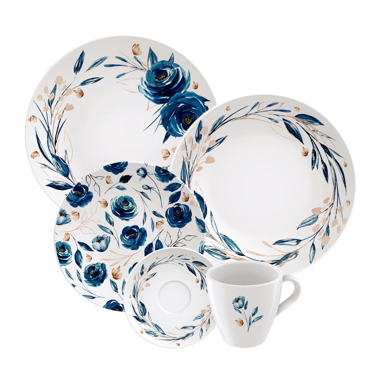 Encontraproduto.com.br - Aparelho de Jantar Tramontina Ana Flor em Porcelana Decorada 20 Peças