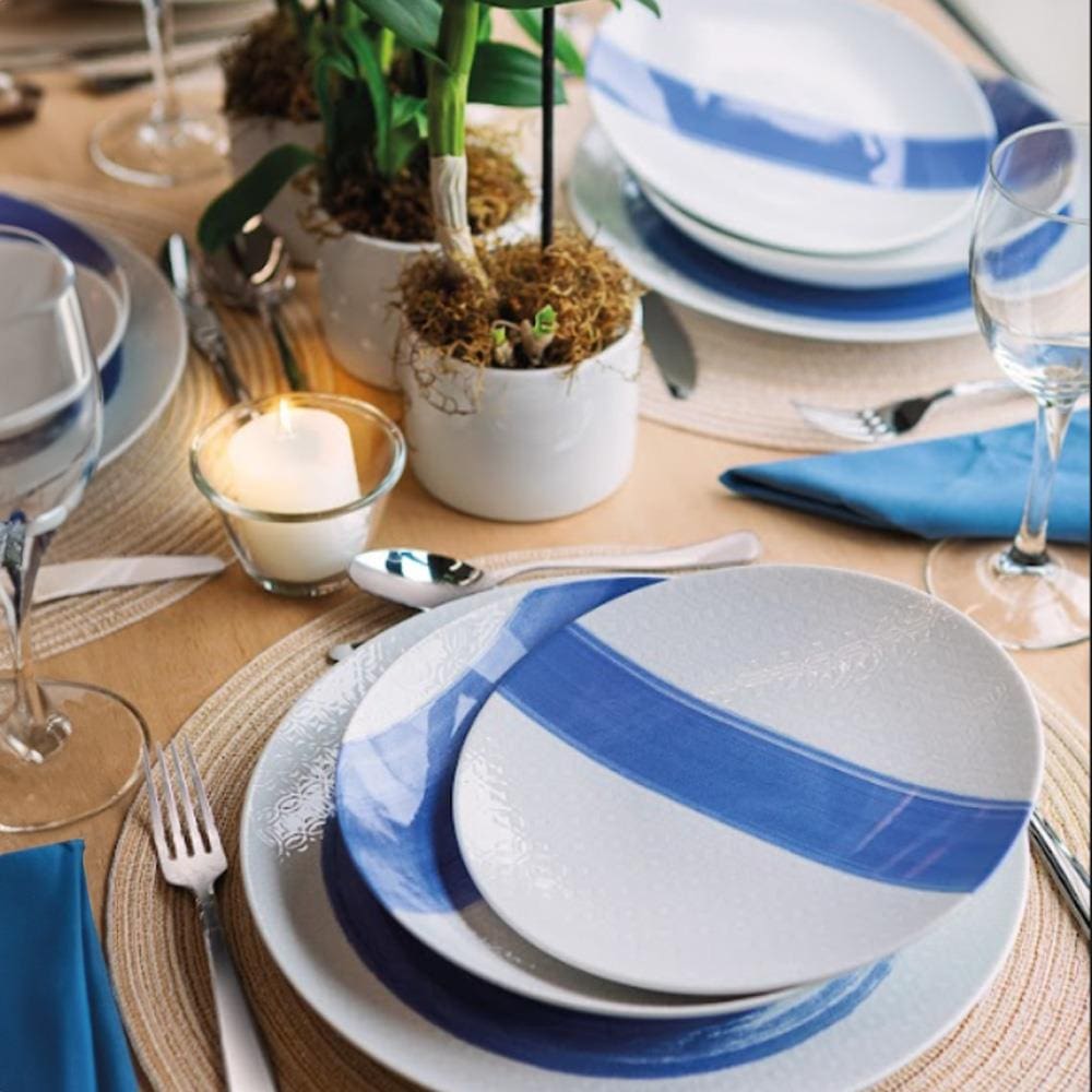 Aparelho de Jantar 20 peças Tramontina Soho em Porcelana Decorada - Azul