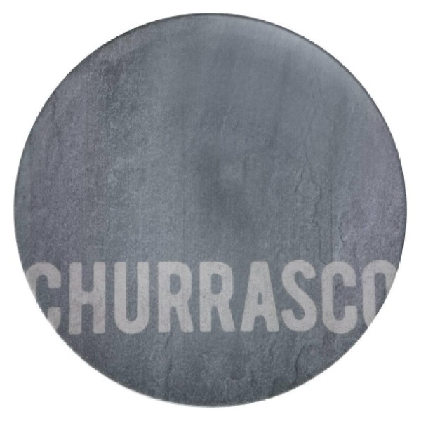 Encontraproduto.com.br - Prato Raso Tramontina Churrasco Stone Em Porcelana Decorada 28 Cm Tramontina