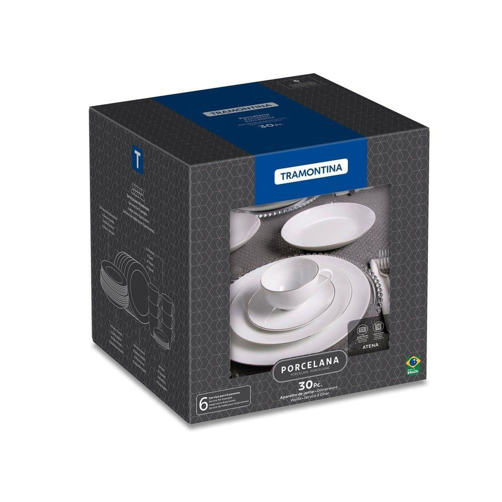 Encontraproduto.com.br - Aparelho de Jantar Tramontina Atena em Porcelana Decorada 30 Peças