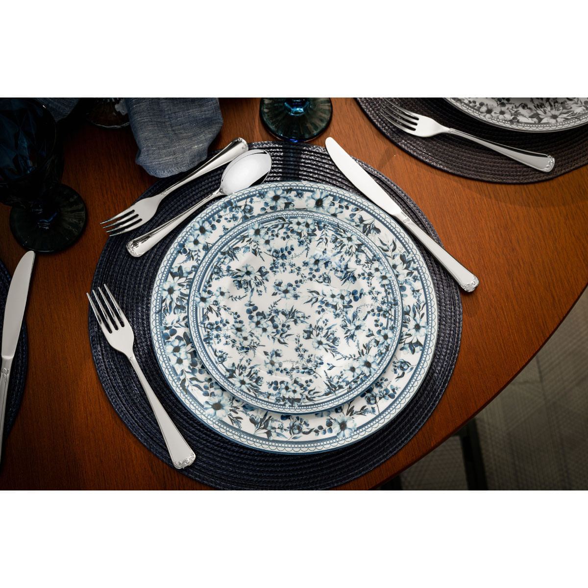 Encontraproduto.com.br - Aparelho de Jantar Tramontina Azzura em Porcelana Decorada 30 Peças