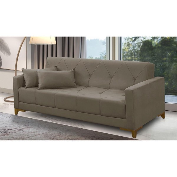 Sofá Cama 3 lugares 2,00m Aurora Suede Capuccino Adonai Estofados