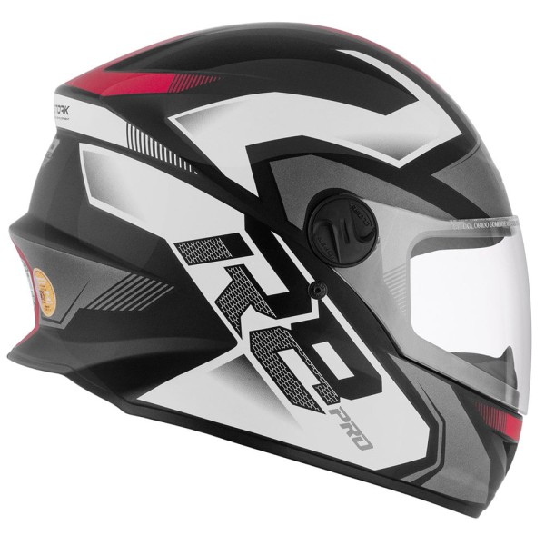 Capacete PTork R8 Pro Brilhante Preto E Vermelho Tamanho 62