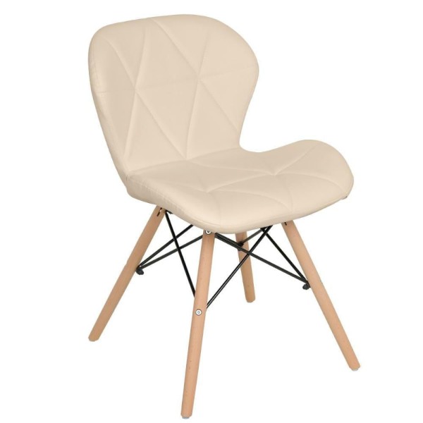 Cadeira Estofada Charles Eames Eiffel Slim Wood Confort Nude Nude