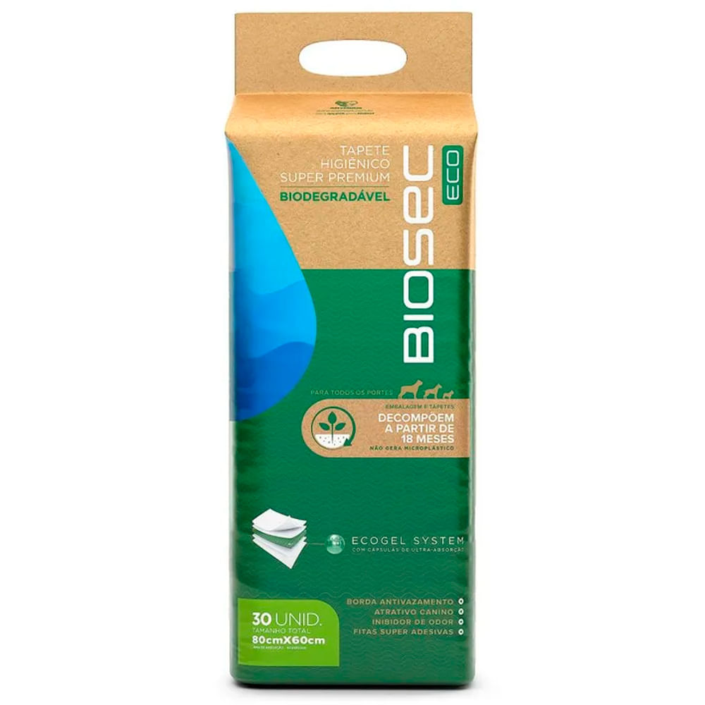 Encontraproduto.com.br - Tapete Higiênico Para Cães Biosec Eco 80x60cm