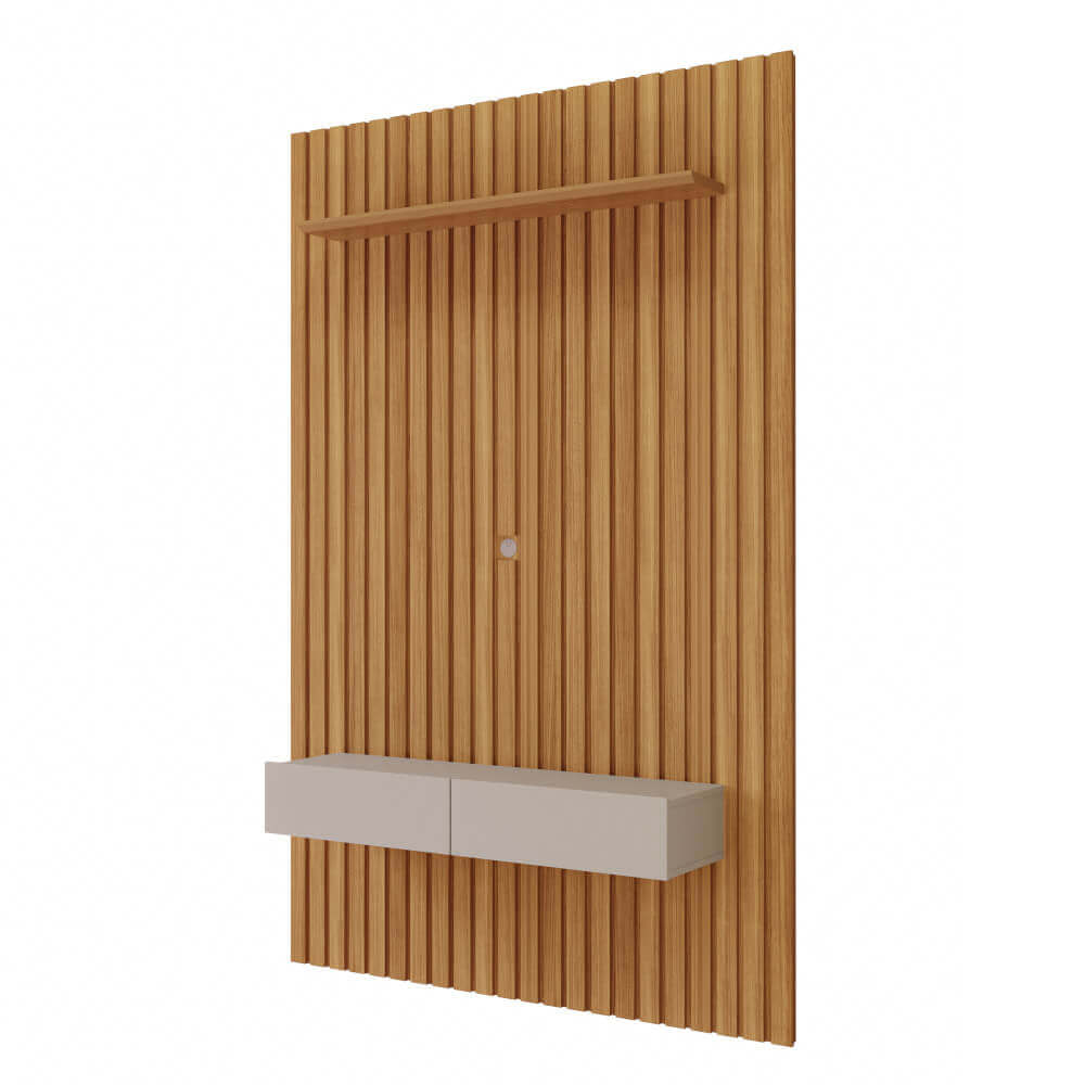Painel Home Permóbili Maragogi Ripado 140cm com Basculante e Gaveta - Nature/Off White