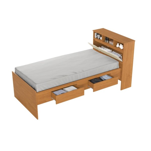 Encontraproduto.com.br - Cama Infantil Solteiro com Baú 2 Gavetas Ravena Conquista Móveis