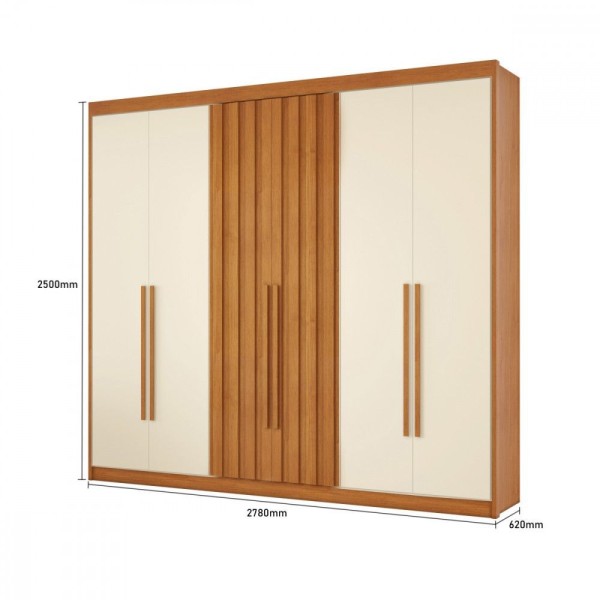 Encontraproduto.com.br - Guarda Roupa Casal Ripado Grecia Cinamomo Off White Conquist Cinamomo Com Off White
