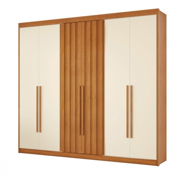 Encontraproduto.com.br - Guarda Roupa Casal Ripado Grecia Cinamomo Off White Conquist Cinamomo Com Off White