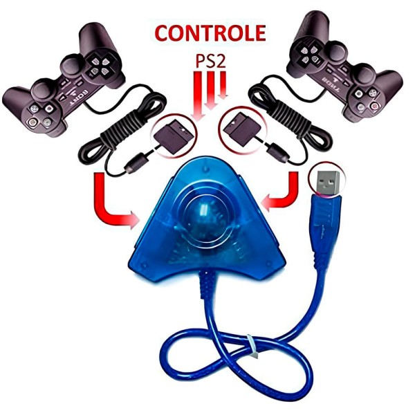 Encontraproduto.com.br - Adaptador USB para Controle PST2 2 Controles KP-AD148 Knup