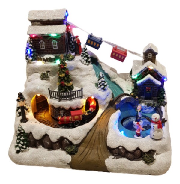 Encontraproduto.com.br - Vila Natalina Em Resina Com Leds 30cm