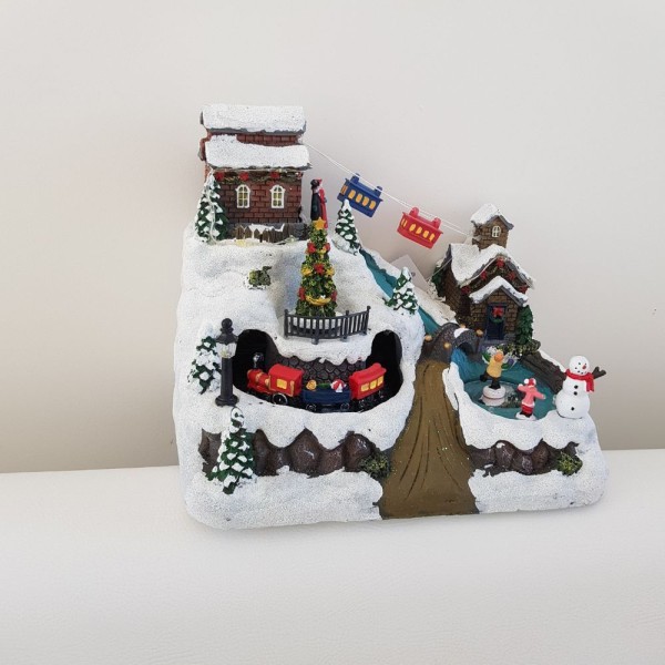 Encontraproduto.com.br - Vila Natalina Em Resina Com Leds 30cm