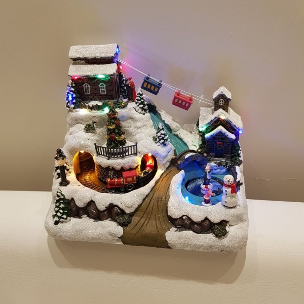 Encontraproduto.com.br - Vila Natalina Em Resina Com Leds 30cm