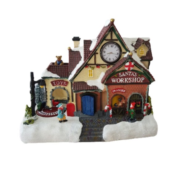 Encontraproduto.com.br - Vila Natalina Em Resina Com Leds 30cm