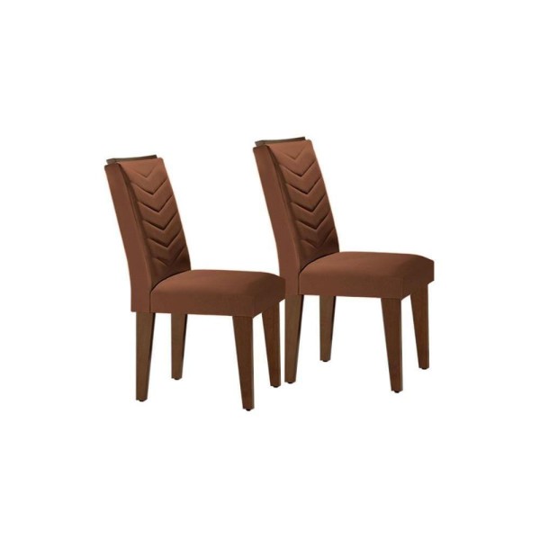 Cadeira Sala De Jantar Londrina Madeira Kit 2 Un Capuccino/veludo Marrom - Rufato