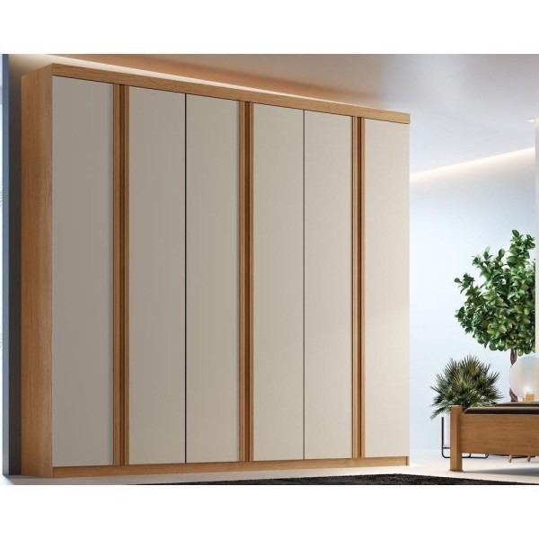Guarda Roupa 6 Portas Filadélfia E 4 Gavetas Naturale-Off White - Rufato