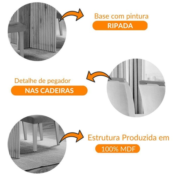 Encontraproduto.com.br - Sala de Jantar Mesa Olimpia 120CM MDF Vidro Canto Reto com 4 Cadeiras Athenas Moderna