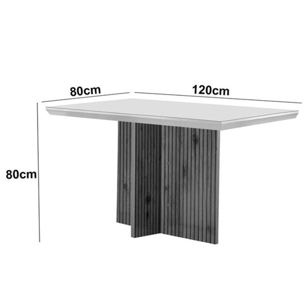 Encontraproduto.com.br - Sala de Jantar Mesa Olimpia 120CM MDF Vidro Canto Reto com 4 Cadeiras Athenas Moderna