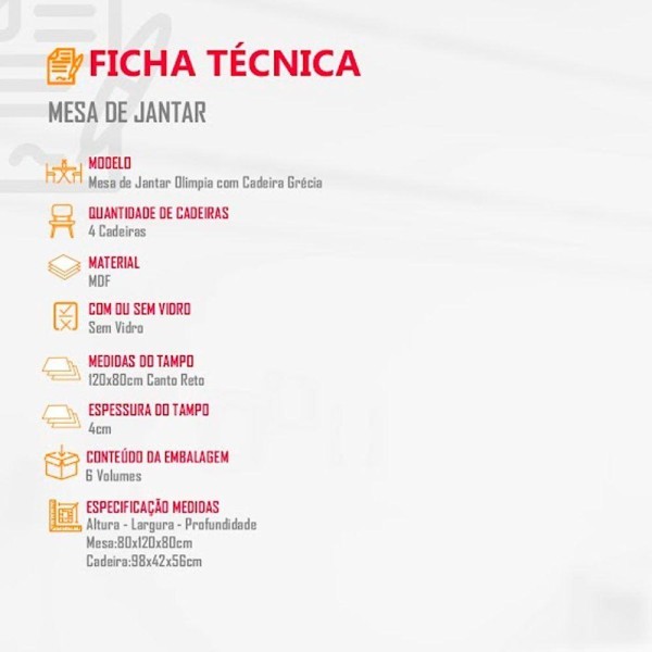 Encontraproduto.com.br - Mesa Olimpia 120 Mdf Canto Copo Com 4 Cadeiras Grecia