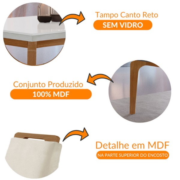 Encontraproduto.com.br - Conjunto Mesa Liz 120cm Com 4 Cadeiras Athenas Moderna Lin.grafite/off White/imbuia