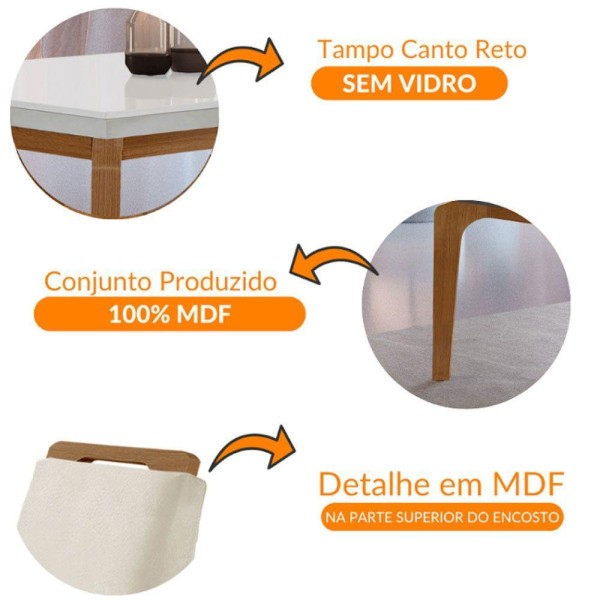 Encontraproduto.com.br - Conjunto Mesa Liz 120cm Com 4 Cadeiras Athenas Moderna Lin.grafite/off White/imbuia
