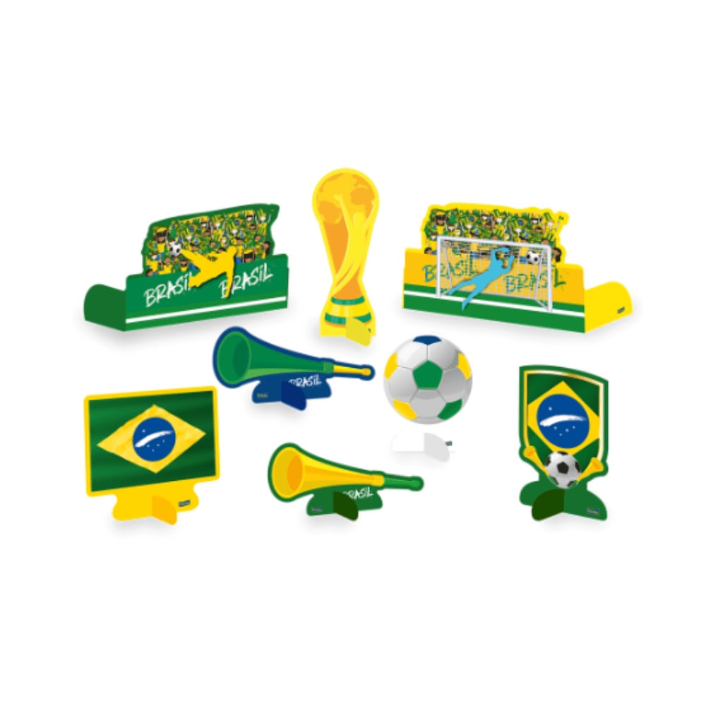 Decoração de Mesa Vai Brasil c/ 8 unidades Festcolor