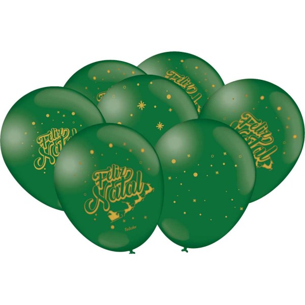 Natal Balão 9 polegadas Verde c/25 - Festcolor