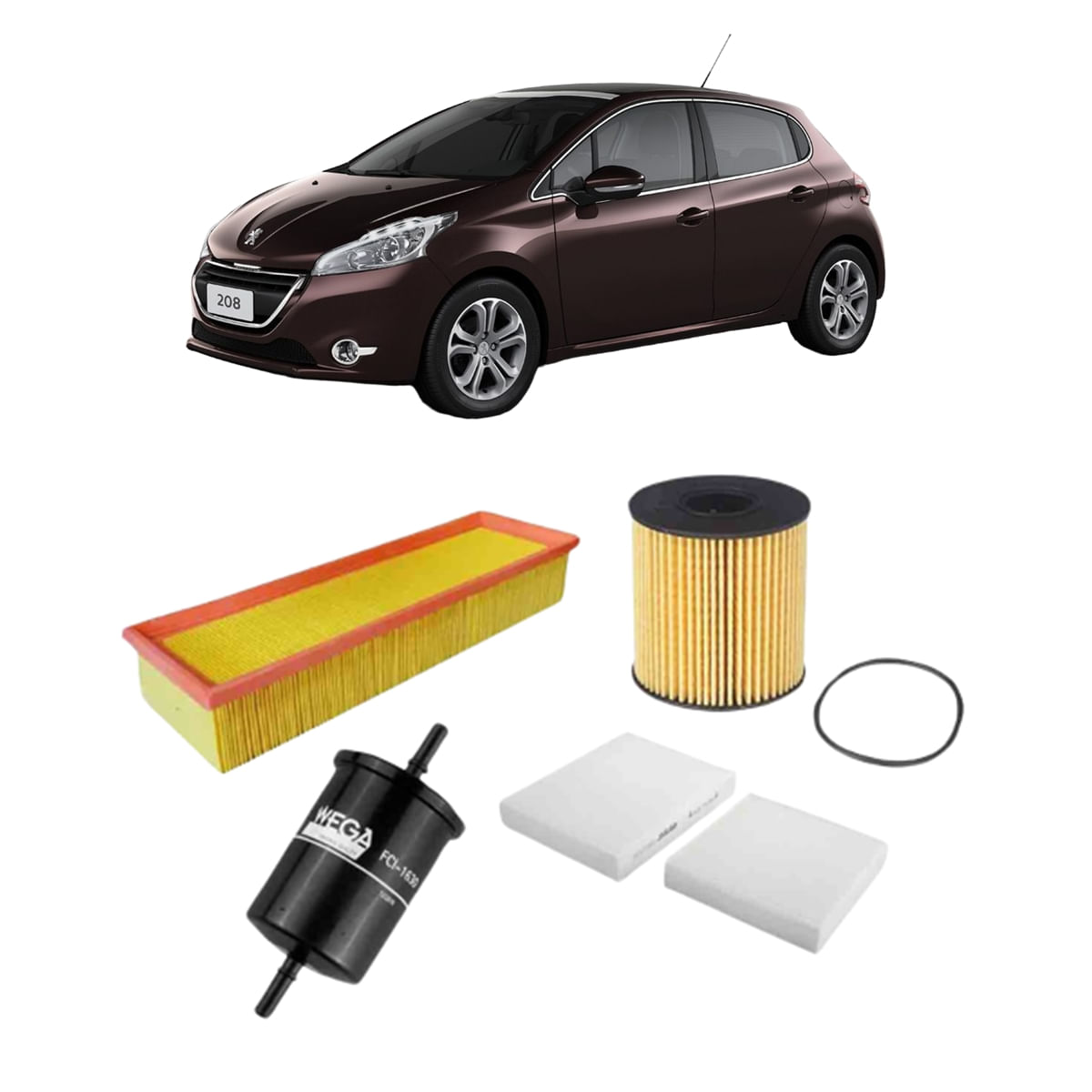 Encontraproduto.com.br - Kit de Filtros Wega  Citroen C3 e C4 Cactus Peugeot 208 e 2008