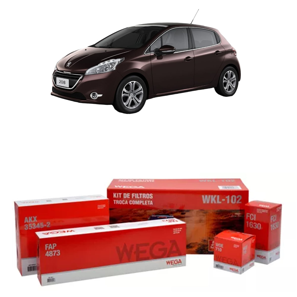 Encontraproduto.com.br - Kit de Filtros Wega  Citroen C3 e C4 Cactus Peugeot 208 e 2008