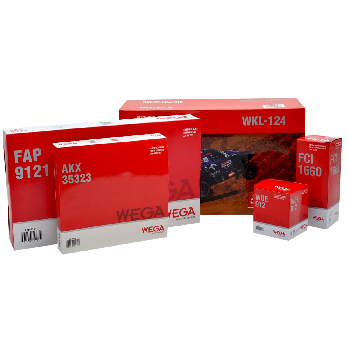 Encontraproduto.com.br - Kit de Filtros Wega  Fiat Grand Siena Novo Palio Strada - Motor 1.6 16v 2012 Até 2017